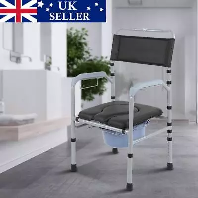 Adjustable Commode Chair Seat Backrest Mobility Portable Stool Hospital Aid New • £44.17