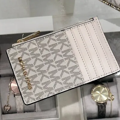 MICHAEL KORS JET SET TRAVEL TOP ZIP CARD CASE COIN POUCH WALLET MK Light Cream • $39.95