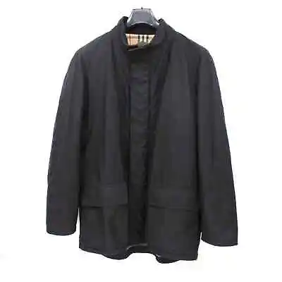 Burberry Black Fleece Lined Tan Logo Check Patch Rain Jacket L Poly Cargo Coat • $182