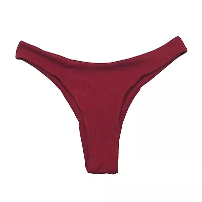 Zaful Bikini Bottoms Extra Cheeky High Leg Ribbed Red M/6 • $4.24