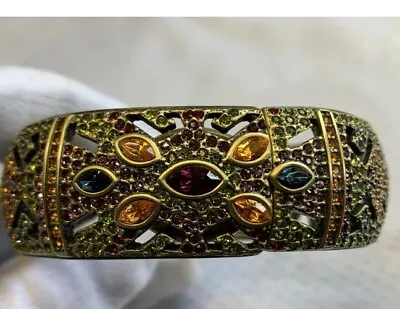 Heidi Daus Hidden Watch Bracelet Multicolor Crystals Bangle Cuff Jewelry • $19.99
