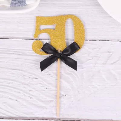 20 Glitter 50th Cake/Cupcake Toppers - Birthday/Wedding Anniversary Decor • £5.95