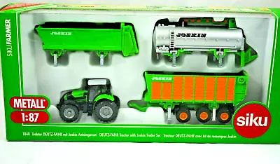 £29.99 • Buy 1:87 SIKU 1848 JOSKIN SILAGE SLURRY MUCK Trailer Set W/ DEUTZ FAHR Farm Tractor