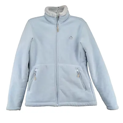 K-Way Womens Full Zip Sherpa Fleece Jacket Blue Small Long Sleeve Mock Neck • $20