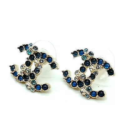 Chanel Pierced Earring  Blue Silver C19 S 1276839 • $270