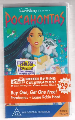 New Rare Sealed Double Vhs Video Disney Pocahontas Robin Hood Mint Tape Lot • $240