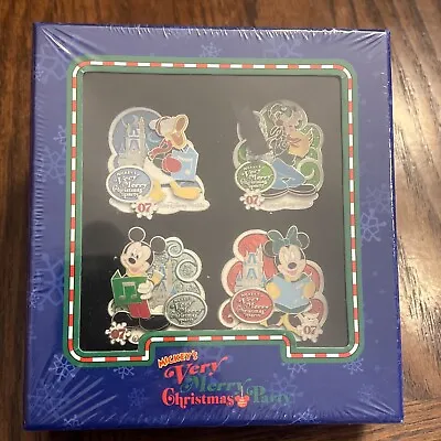 Disney Pins 2007 Mickey’s Very Merry Christmas Party Box SET Of 4 LE1500 New • $34.99