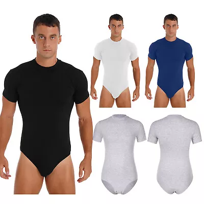 Men Basic Undershirt Gymnastics Yoga Leotard Pajamas Slim Fit Bodysuit Nightwear • £20.39