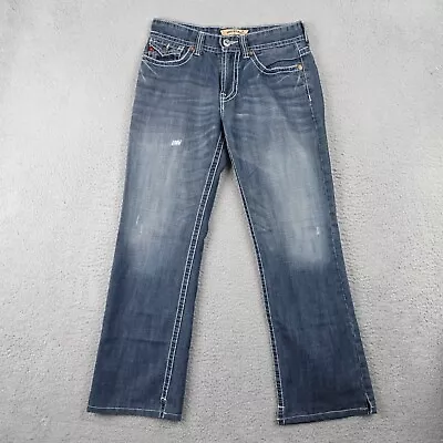 Big Star Jeans Mens 30R Blue Pioneer Bootcut Faded Distressed Denim Pants 30x30 • $21.67