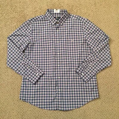 Vineyard Vines Shirt Mens XL Tucker Blue Orange Plaid Long Sleeve Button Up • $23.90