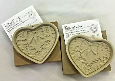 £19.60 • Buy Pampered Chef HEART Cookie Molds SPRING & AUTUMN Stoneware ~ Set Of 2
