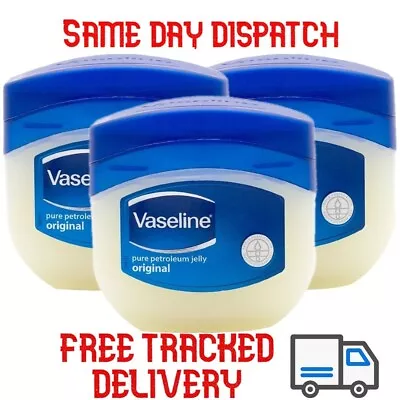 Vaseline Original Pure Petroleum Jelly 3 Pack Body Care Protectant Skin Cream • £12