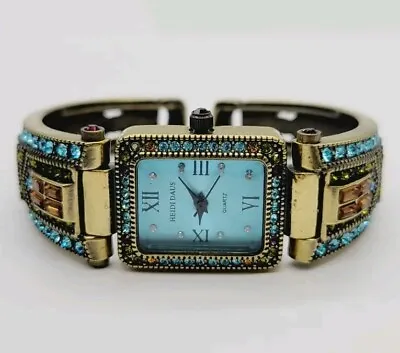 Heidi Daus Watch Art Deco Blue Face Swarovski Crystals Bracelet New Battery • $71.32