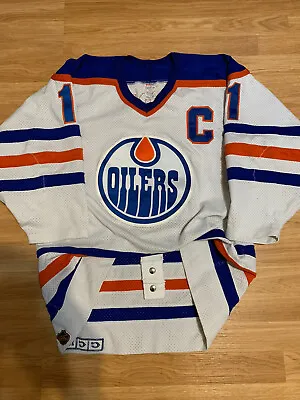 CCM Authentic Mark Messier Edmonton Oilers Small Block Mesh NHL Jersey White 44 • $665