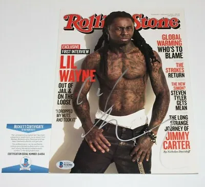 Rapper Lil Wayne Signed Rolling Stone Magazine Ymcmb Weezy Beckett Coa Carter 3 • £486.55