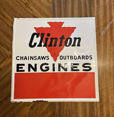 Vintage Tin Metal Clinton Chainsaws Outboards Engines 24X23.5 Advertisement Rare • $499.99