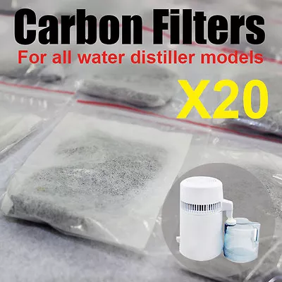 20 Pack Activated Carbon Charcoal Filter Bags Kit For Water Distiller Purifier • $25