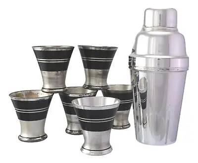 £399.99 • Buy WALKER & HALL Silver Plate - Art Deco - Cocktail Shaker & 6 Cups