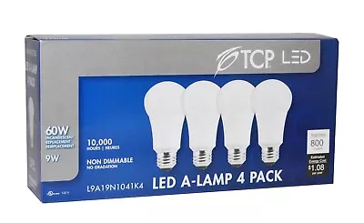 LED 60 Watt Equivalent (9 Watt) A19 | 4 Pack | Cool White (4100K) | 800 Lumens • $15.99