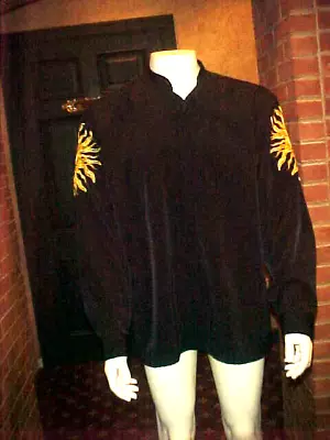 Vintage Men Maurice Emde Paris Silk Blend Black Shirt With Sunburst Size 3xl/4xl • $399.99