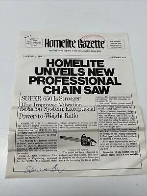 Vintage Brochure Tool Tools Homelite Chainsaw 1976  • $9.99