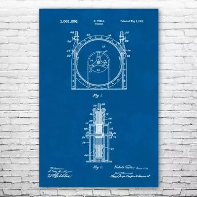 Nikola Tesla Turbine Patent Poster Print 12 SIZES Engineer Gifts Physics Student • $15.95