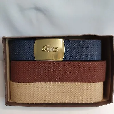 Vintage Lacoste Stretch Knit Belts With Buckle Set Of 3 • £48.65