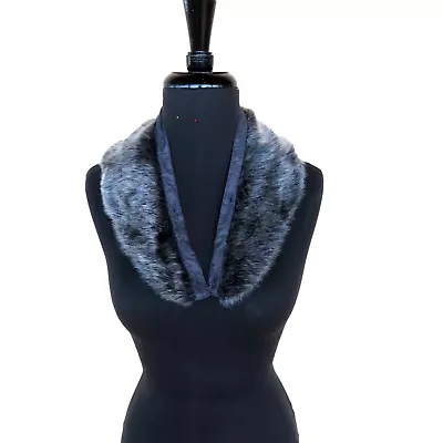 Faux Mink Fur Stole Capelet Shawl Wrap Collar Gray Black Lined Buttons New • $22.99