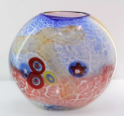 Vintage Millefiori Art Glass Vase Murano Round Rare • $48