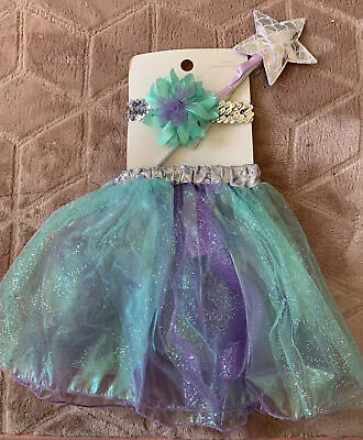 Tutu Skirt Headband & Wand Outfit Girls Sequin Children Fairy Dress Up One Size • £7.99