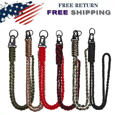 Heavy Duty Braided 550 Paracord Neck Lanyard Keychain For Men Women Outdoor • $9.75