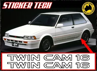 2x TWIN CAM 16 VINYL STICKER DECAL TO SUIT TOYOTA AE82 COROLLA 4AGE TWINCAM AE86 • $85
