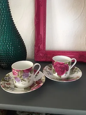 £29 • Buy Vintage Bone China Limoges French Coffee Cups Set Of 2