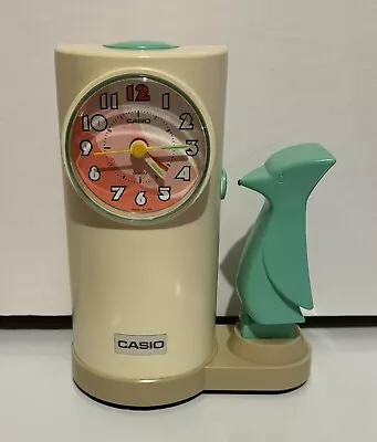 Vintage 1985 Casio AC-110 Reveil Robot Action Woodpecker PINK & GREEN  WORKS • $169.77