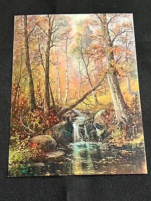 Vintage WILDERNESS WATERFALL Lithograph  Circa 1950's Similar To Atkinson Fox • $9.99