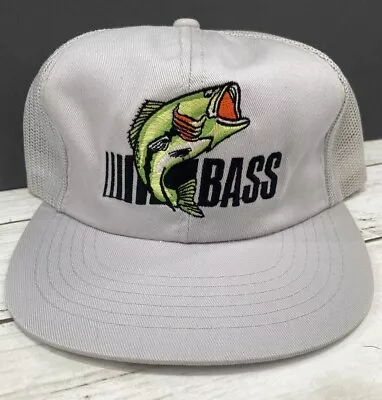 Vintage BASS Fish Embroidered Fishing Trucker Hat Cap Mesh Snapback Adjustable • $17.58