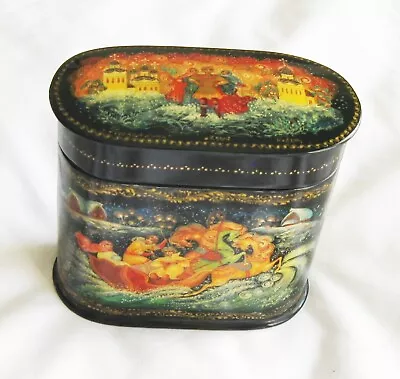 Vintage Russian Signed Hand Painted Lacquer Box - From Ashville VA Estate  (A10) • $57