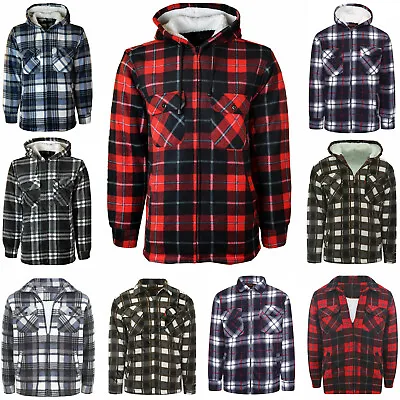 Mens Thick Padded Quilted Check Lumberjack Shirt Warm Winter Work Shirt Size • £20.95