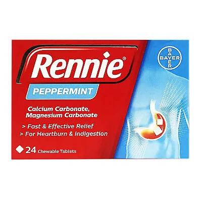 Rennie Peppermint Indigestion And Heartburn - 3 X 24 Chewable Tablets • £19.99