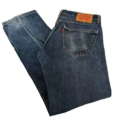 Levis Jeans Men's 30x30 Blue 505 Medium Wash Straight Leg Stretch Denim Fade • $19.99