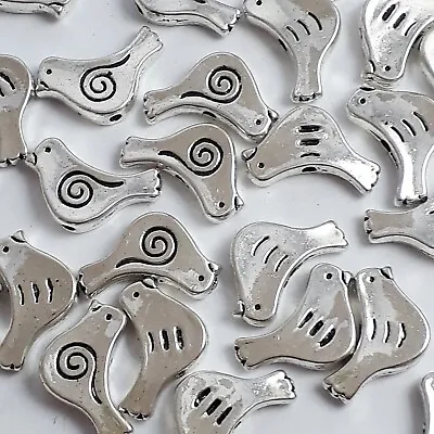 10pcs Bird Beads Antique Silver 15x11mm - B26307 • £3.55