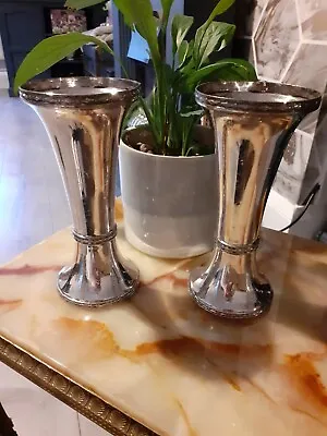Silver Plated James Dixon & Sons Pair Of  Trumpet Design Vases • £8