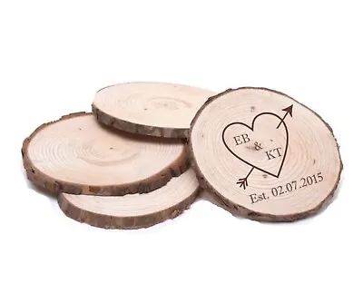 £4.99 • Buy Personalised Engraved Wooden Wood Coasters Valentines /Wedding Gift / Gift Tag