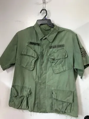REAL VIETNAM WAR Pre- 1967 MODEL JUNGLE FATIGUE U.S. AIR FORCE JACKET WITH PATCH • $99.95