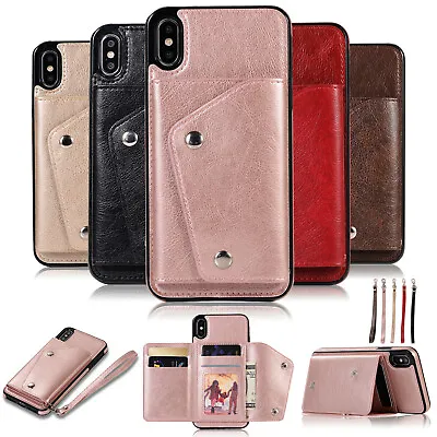 $16.95 • Buy For IPhone 13 12 11 Pro Max XR XS 8 7 Case Shockproof Leather Card Holder Wallet