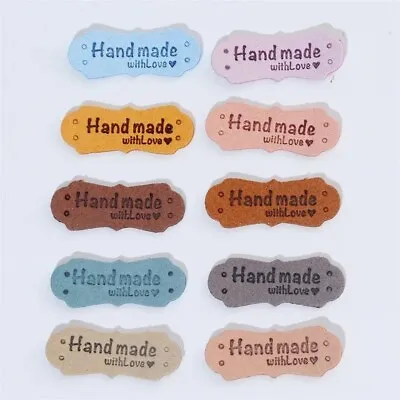  Handmade With Love  Infused Tags PU Leather Labels Arts & Crafts Supplies • £2.99