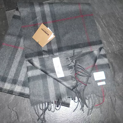 £234.50 • Buy Burberry Giant Check - The Classic Cashmere Scarf - Charcoal - Bnwt - Rrp - £390