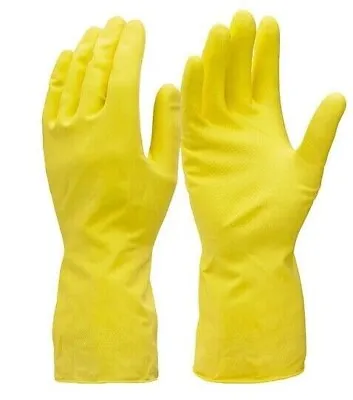 Rubber Gloves All Size Long Sleeve Household Washing Up Kitchen Cleaning • £2.99