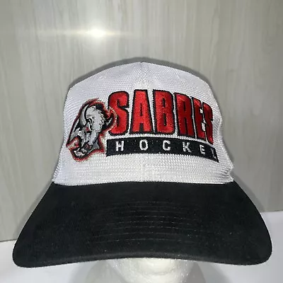 Vintage Buffalo Sabres Goat Head SnapBack Starter Hat Black NHL Center Ice • $150