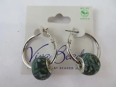 Viva Beads Handmade Clay Earrings Midnight Mist • $12.67